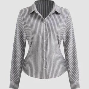NWOT Cider Collar Striped Long Sleeve Shirt